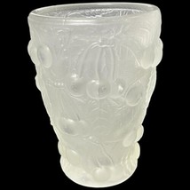 Josef Inwald Barolac Cherries Art Deco Czech Frosted Glass Vase Clear 5-1/2&quot; U8 - £34.27 GBP