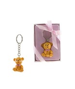 Lunaura Baby Keepsake -  Girl Teddy Bear with Pink Bowtie Key Chain - £2.34 GBP