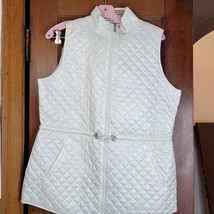 Chicos Quilted reversable Vest White/gray striped Size 1 (8-10) - £21.20 GBP