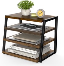 Fenge Desk Shelf Organizer, 4 Tier Desktop Shelf, Wood And Metal Office Shelves, - £60.16 GBP