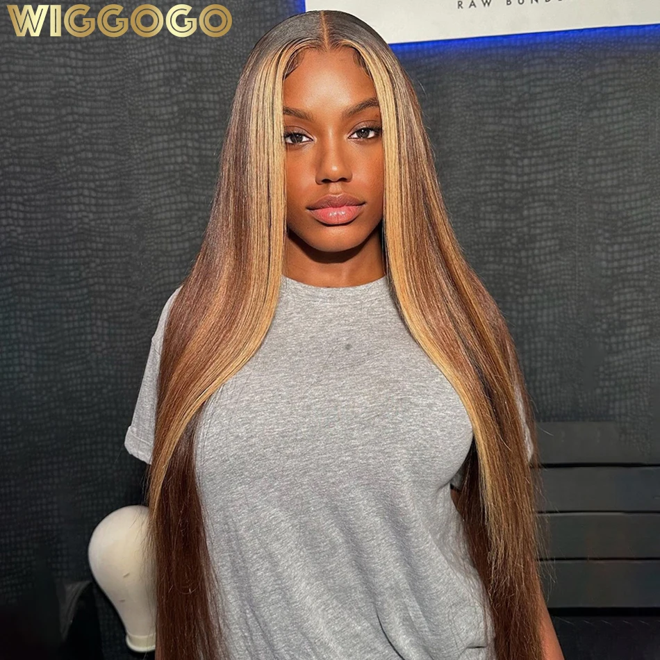 Wiggogo Highlight Wig Human Hair Hd Lace Wig 13X6 Human Hair 13X4 Straight La - £109.19 GBP+