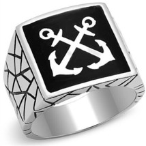 RING U.S. NAVY STAINLESS STEEL W/ CROSSED ANCHORS TK3041 - £31.11 GBP