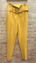 7th Avenue Womens Yellow Fold Over High Waist Belted Ankle Pant Trousers Size 0 - £35.39 GBP