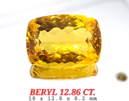 12.86 cts Natural Golden Beryl vivid high luster gemstone flawless clarity - £877.27 GBP