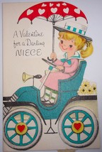 Vintage A Valentine For A Darling Niece Valentine Card Little Girl In Ca... - $4.99