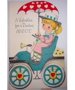 Vintage A Valentine For A Darling Niece Valentine Card Little Girl In Ca... - €4,26 EUR