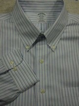 NEW Brooks Brothers Light Blue Stripe Non-Iron Supima Cotton Shirt 18x30 - £26.73 GBP