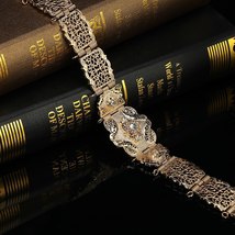 Moroccan Bride Metal Belt Jewelery Hollow Design Wedding Belt Ethnic Design Crys - £36.52 GBP