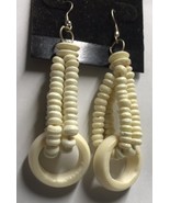 Handmade Buffalo Bone Beads Dangling Earrings #205 - £7.89 GBP