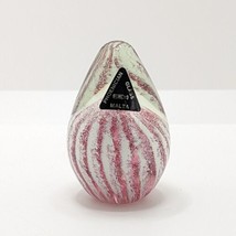 Vintage Phoenician Glass Pink &amp; White Hand Blown Egg Paperweight, Maltese - $20.06