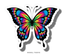 Tie Dye Groovy Butterfly Car Truck Bumper Window Cup Laptop Vinyl Decal Sticker - £2.38 GBP