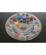 Peggy Karr art glass serving bowl centerpiece fused glass stars pattern - £117.98 GBP