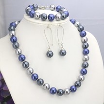 10mm Accessories Blue White black Glass  Beads Necklace Bracelet Earrings Sets J - £18.92 GBP