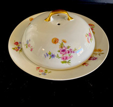 L  Bernardaud &amp; Co ~ Limoge France  ~ 3pc Butter Dish ~ Floral - $28.71