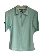 Vintage Jamie Sadock Top Womens 1/4 Zip Light Blue Shirt Short Sleeve (S) - $24.68 CAD