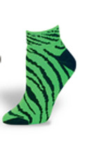 Pizzazz 7090AP Adult Size Small Neon Lime Green Zebra Striped Ankle Socks - $4.99
