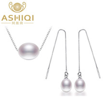 925 Silver Jewelry Set Freshwater  Necklaces Earrings 7-8mm Rice Natural Freshwa - £19.71 GBP