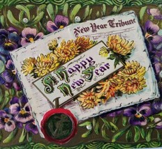 New Years Postcard Purple Green Floral Newspaper Series 2166 San Francisco 1910 - £15.59 GBP