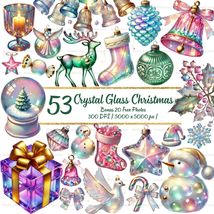 Watercolor Christmas Clipart – Crystal Glass Ornaments (53 PNGs) Digital... - $5.07 CAD
