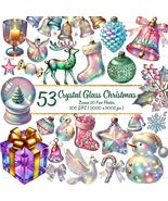 Watercolor Christmas Clipart – Crystal Glass Ornaments (53 PNGs) Digital... - $3.60