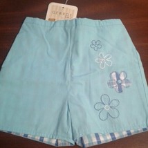 Infant Girls shorts 0-3 months floral blue plaid - $7.00