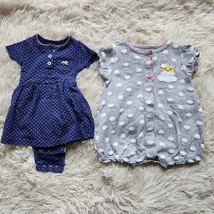 Carter&#39;s Infant Baby Girl Lot of 2 One Piece NB-3M Short Sleeves - £8.25 GBP