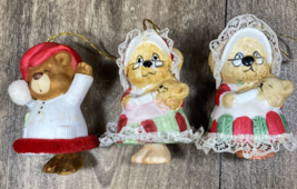 Jasco Ceramic Christmas Holiday Bells Sleepy/Grandma Bears Taiwan Lot of 3 - £15.72 GBP