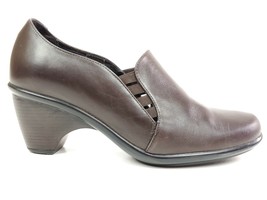DANSKO 38 US 7.5-8 Raphael Brown Leather Dress Slip On Heel Shoes Side Elastic - £31.23 GBP