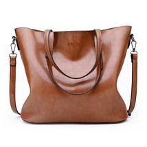 Women Shoulder Bag Fashion Women Handbags Oil Wax Leather Large Capacity Tote Ba - £35.40 GBP