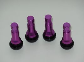 4 Kits TR413C Chrome Purple Color Snap-In Tire Valve Stems Short Black Rubber - £10.30 GBP
