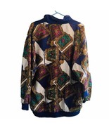 Vtg 80s Robert Stock Womens Silk Full Zip Jacket Size M Abstract Multico... - €82,49 EUR