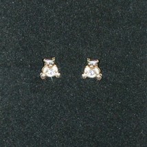 Diamond Alternatives Teddy Bear Stud Screw Back Earrings Solid 14k Yello... - $46.54