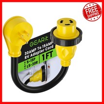 Heavy Duty 30 Amp to 15 Amp RV Power Adapter Cord - Flexible 90-Degree R... - $32.97
