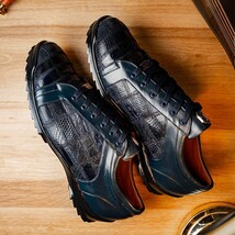 Bari Genuine Lizard Fashion Sneaker Patchwork Design Shoes Navy image 12