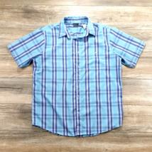 R and R Casual Mens XL Short Sleeve Shirt Work Dress Shirt Blue Striped ... - £11.15 GBP