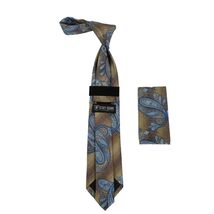 Men's Stacy Adams Tie and Hankie Set Fancy Woven Silky Satin #SAT58 Brown image 2