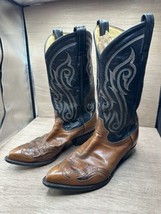 Tony Lama Leather Western Cowboy Boots Style 6342 Size 10 D Black Brown - £47.48 GBP