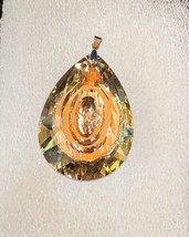 Grande a Forma di Pera Afgani Giallo Agata Fasciato Ciondolo Placcato Ar... - $9.89
