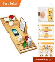 Luxury Adjustable Bamboo Bath Tray with Cup Holder – Fits Most Bathtubs - $54.40