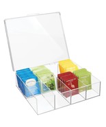 mDesign Plastic Tea Bag Divided Storage Organizer Container Box with Hin... - $35.99