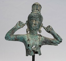 Devi Statua - Antico Khmer Stile Bronzo &#39;Hear Senza il Male &#39;Statua - - £325.86 GBP