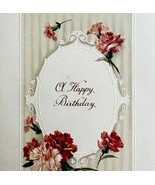 Happy Birthday Greeting Postcard 1910s Pink Flowers Embossed Germany PCBG3D - €17,15 EUR