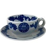 Vintage Yale University Greenwood China Flow Blue Dinnerware Cup &amp; Sauce... - £69.85 GBP