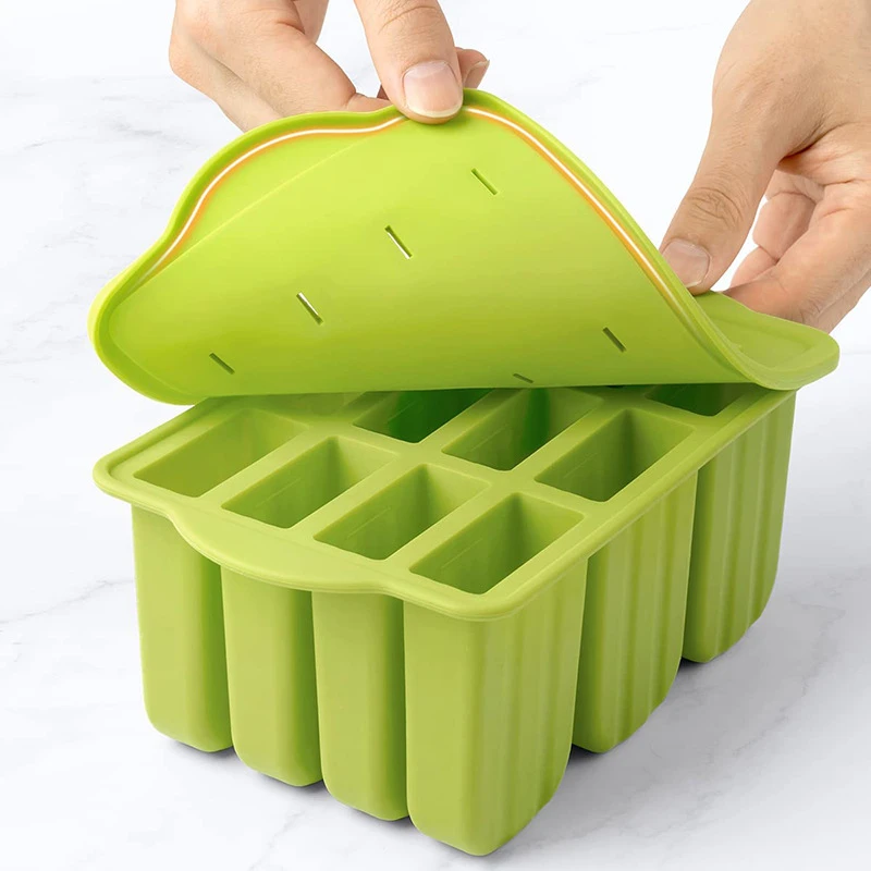 House Home 12 CaAy Food Grade Silicone Ice A Mold with Cover DIY Popsicle Box Lo - £21.11 GBP