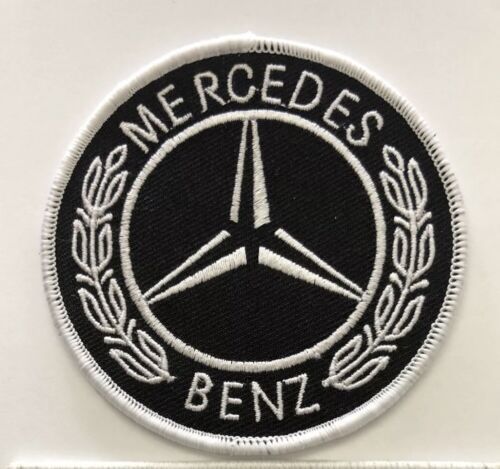 MERCEDES BENZ 3.5” INCH SEW/IRON PATCH BADGE UNIFORM BLK WHT RACING FORM... - $8.90