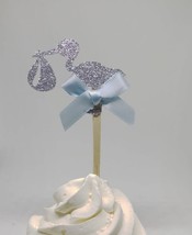 Its a Boy baby shower, stork cupcake toppers, stork glitter, its a Boy c... - $7.91
