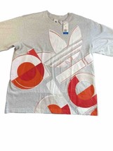 Adidas Bold Graphic Tee Men&#39;s 2XL Shirt Gray Orange Red XXL Big Men Shirts - £14.85 GBP