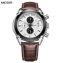 Men Watches   Leather Quartz Wristwatch Top  Military Chronograph Big Dial Spo - £27.81 GBP