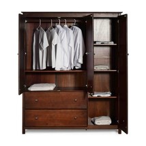 Cherry Wood Finish Bedroom Wardrobe Armoire Cabinet Closet - $25,358.18 MXN