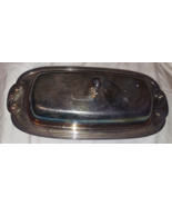WM ROGERS BUTTER DISH, LID, GLASS INSERT SILVER PLATE VINTAGE - £17.17 GBP